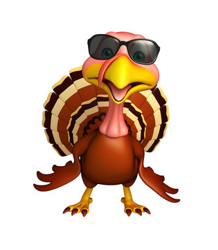 fun Turkey  cartoon character  with sunglass