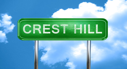 crest hill vintage green road sign with highlights