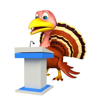 Turkey cartoon character with speech stage