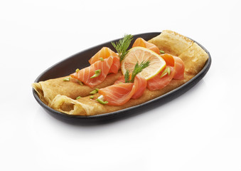 Pancakes with salmon 