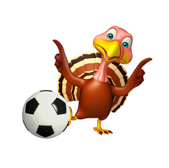 fun Turkey  cartoon character  with football