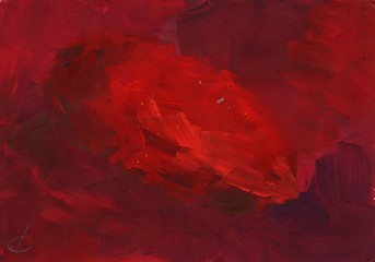 abstract simple primitive painting gouache - a bright red spot o