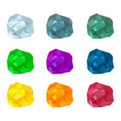 vector illustration. set of multicolored gemstones, crystals of diamond, amethyst, ruby, emerald, Topaz, citrine. Stones