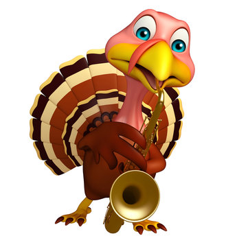 Turkey  cartoon character with saxophone