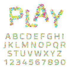 Vector font made of geometric shapes.