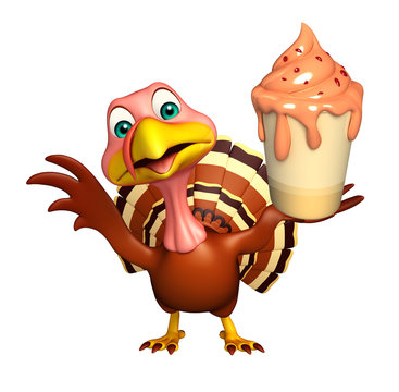Turkey  cartoon character with ice-cream