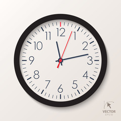 Vector office clock. Classic watch isolated on white background