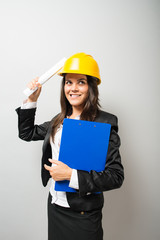 Woman in helmet Engineer, Designer, Architect