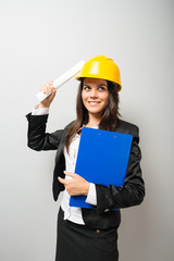 Woman in helmet Engineer, Designer, Architect