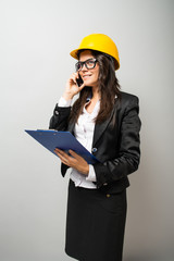 Woman in helmet Engineer, Designer, Architect