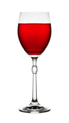 Red wine in a glass isolated on white background