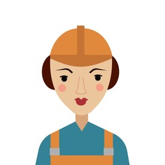 Woman vector character. Cartoon female builder. Isolated on background.