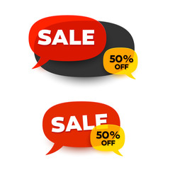 Vector bubble banners with sale label.