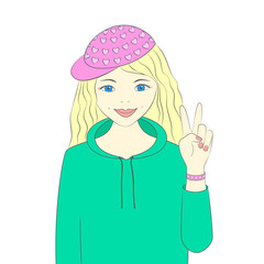 Teenage girl on white background. Vector illustration