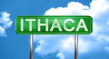 ithaca vintage green road sign with highlights