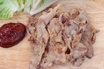 grilled pork korean food with chilli sauce.
