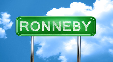 Ronneby vintage green road sign with highlights