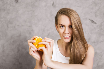 Woman with oranges