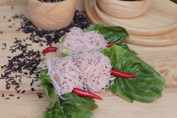 Thai curry with riceberry rice noodle .