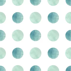 Afwasbaar behang Aquarel textuur. Naadloze patroon. Aquarel cirkels in pastelkleuren op witte achtergrond. Pastelkleuren en romantisch delicaat design. Polka Dot-patroon. Frisse en mintkleuren. © Anna Isaeva