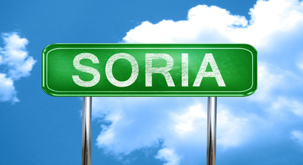 Soria vintage green road sign with highlights