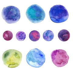 Watercolor stains vector set. 