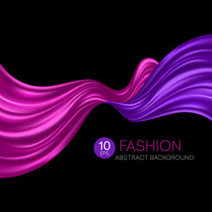Red flying silk fabric. Fashion background. Vector illustration