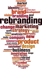 Obraz premium Rebranding word cloud concept. Vector illustration