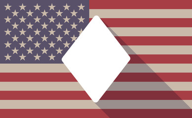 Obraz premium Long shadow USA flag icon with the diamond poker playing car