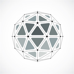 3d vector digital wireframe spherical object made using triangles