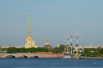The cityscape of St. Petersburg.