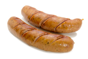 Fried sausages isolate on white background