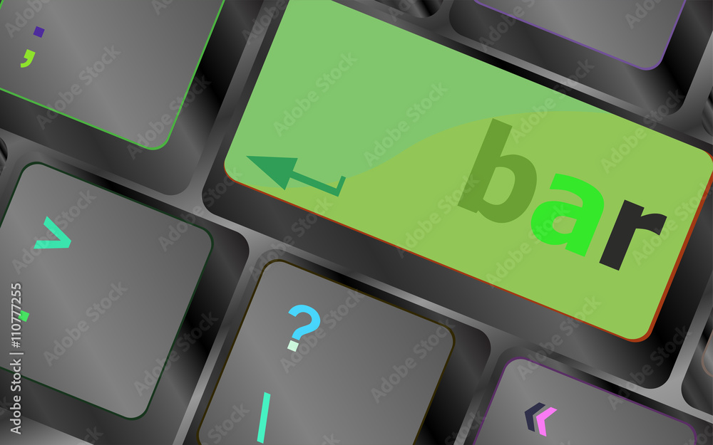 Poster bar button on the digital keyboard keys vector keyboard key. keyboard button. vector illustration