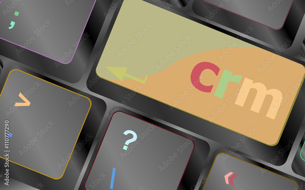Poster crm keyboard keys (button) on computer pc vector keyboard key. keyboard button. vector illustration