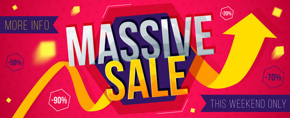 Massive sale banner. Sale and discounts. Vector illustration