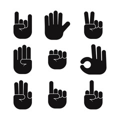 Hands collection - set of variety vector gestures icons.
