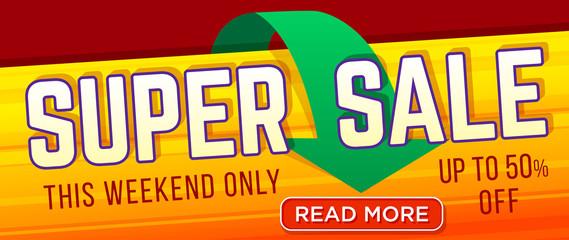 Super sale banner. For Website. Sale and discounts banner. Vector illustration
