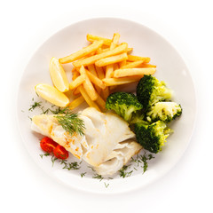 Fish dish - fried fish fillet and vegetables 