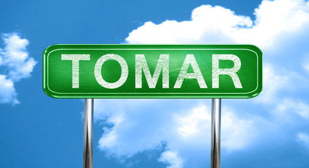 Tomar vintage green road sign with highlights