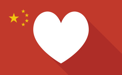 China long shadow flag with   the heart poker playing card sign