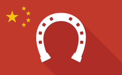 China long shadow flag with   a horseshoe sign