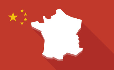 China long shadow flag with   the map of France