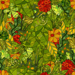 hand drawn vector floral seamless pattern