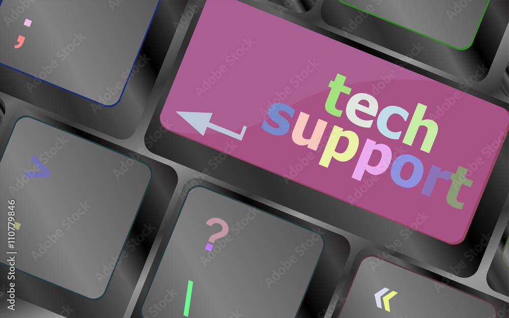 Poster tech support keyboard button - business concept vector vector keyboard key. keyboard button. vector 