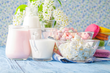 Healthy breakfast. Macaroons cookies with milk
