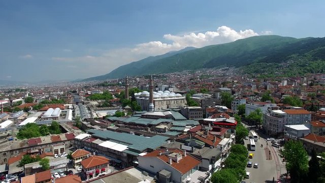 4K Aerial View of Bursa and Historical Mosque Had Shot with Drone Cam