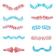 Watercolor floral vector borders for romantic design.