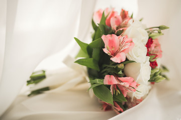Wedding perfect bridal bouquet of different flowers