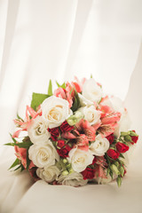 Wedding perfect bridal bouquet of different flowers