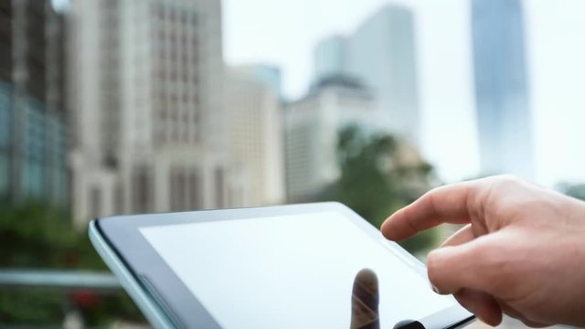 Man using digital tablet